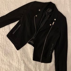 Black crepe motto jacket